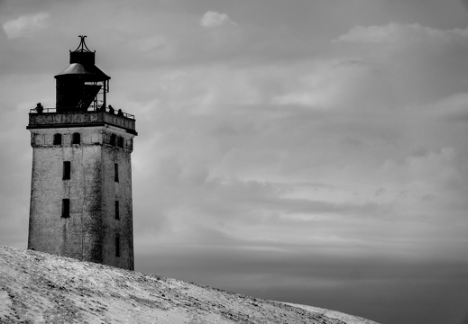 A replaced lighthouse in black and some white