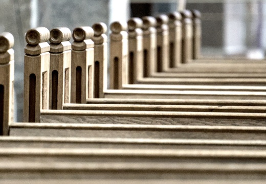 Wooden pews...