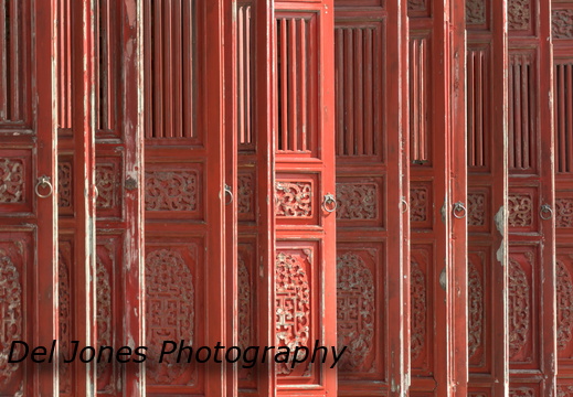 Multiple red doors
