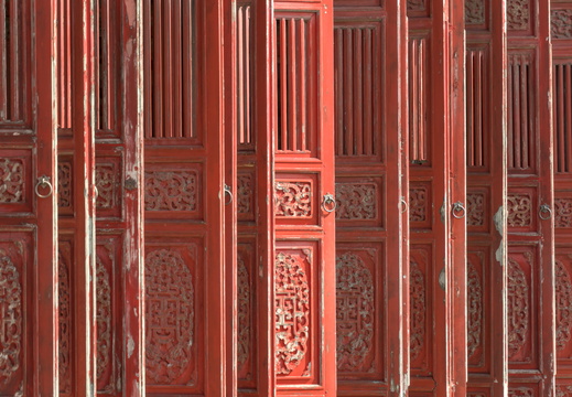 Multiple red doors